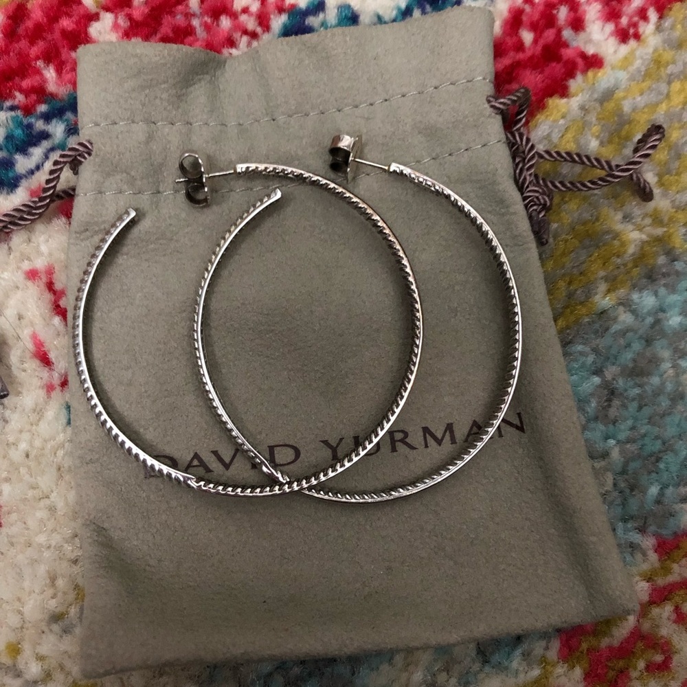 David Yurman Pave Diamond Hoops